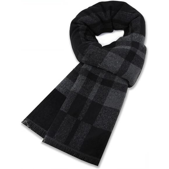 Mens Scarf Winter Warm Plaid Scarf Soft Long Classic Cashmere Scarves for Men - Picture 7 of 7